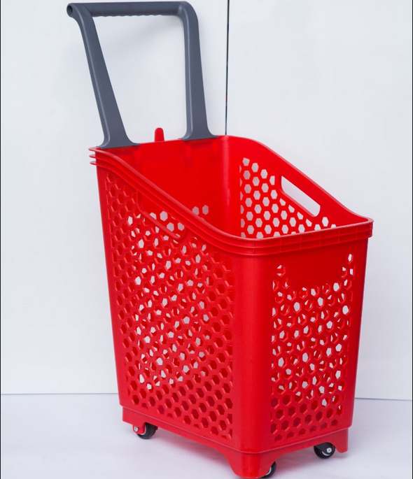Hand Push Basket (ZC18), basket, plastic shopping basket, four wheels