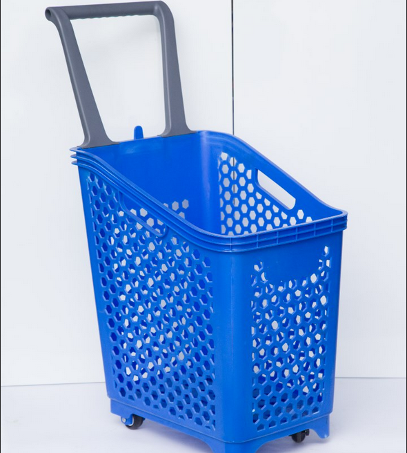 Hand Push Basket (ZC-18), basket, plastic shopping basket, four wheels ...